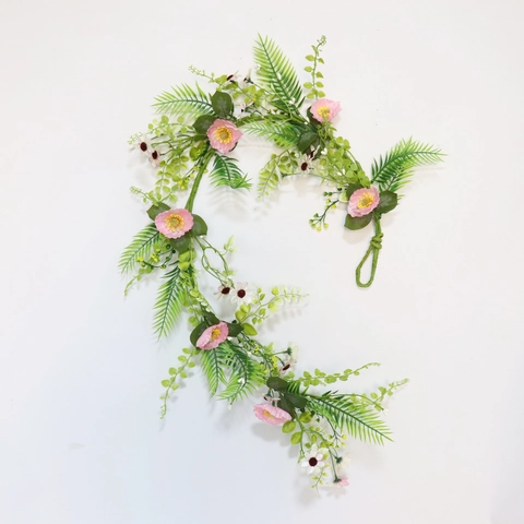 Artificial Flower Vine Satin Cloth Plastic Long Hanging Daisy Floral Wedding Party Home Arch Decor Romantic Fresh Style