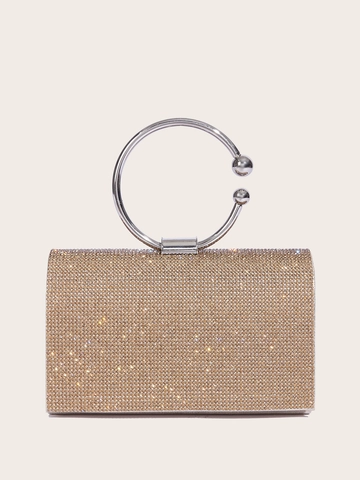 Elegante Borsa Da Sera Con Strass E Manico Ad Anello In Metallo Pochette Di Lusso Per Matrimoni E Feste Da Donna