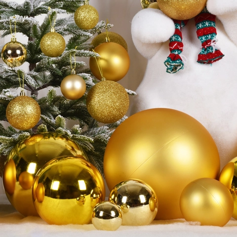 Addobbi Palline Di Natale Oro Plastica Decorazioni Festive Da Appendere All'albero Finitura Lucida Opaca Glitter Festa