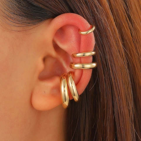 Minimalist Alloy C-Shape Ear Cuffs Set Hip Hop Punk Non-Piercing Clip Earrings For Women Men Fashion Jewelry Gift