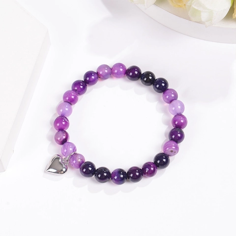 Bracciale Perline Pietra Naturale Ciondolo Cuore Gemma Ametista Quarzo Rosa Regalo Di Guarigione Gioielli Donne