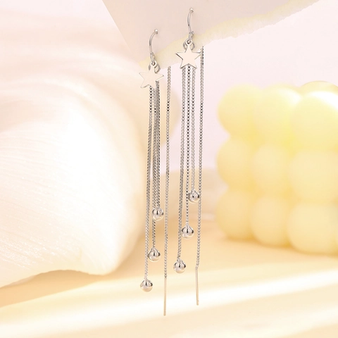 Elegant Copper Long Tassel Ear Lines For Women Star Butterfly Flower Heart Dangle Earrings Fashion Trendy Jewelry Gift
