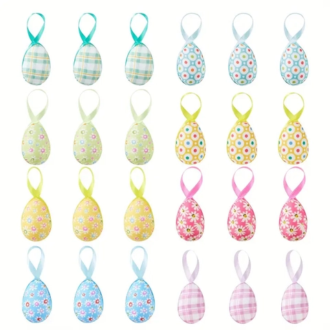 Uova Di Pasqua Decorative Da Appendere Schiuma Tessuto Colorato Pois Motivi Floreali Per Decorazione Festa Primavera Casa Vacanze