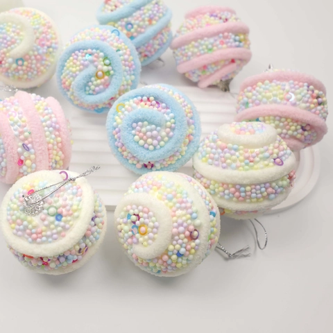 Ornamenti Per Palle Di Natale Macaron Schiuma Decorazioni Appese Con Perline Luccicanti Per Albero Festa Rosa Blu Bianco