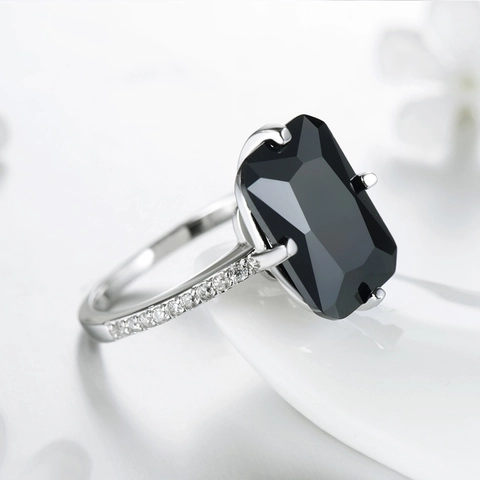 Luxus 925 Sterling Silber Ring Rechteckiger Smaragdschliff Bunter Zirkonia Übertriebener Ins Stil Schmuck Für Damen