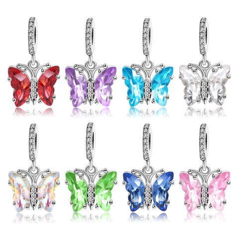 Butterfly Charm Silver Plated Copper Crystal Zircon DIY Jewelry Making Bracelet Accessory Fashion For Women