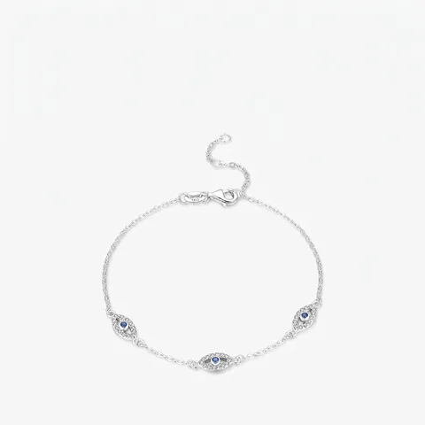 925 Sterling Silber Böser Blick Armband Für Damen Blauer Zirkonia Minimalistisch Verstellbare Kette Schmuck Elegant