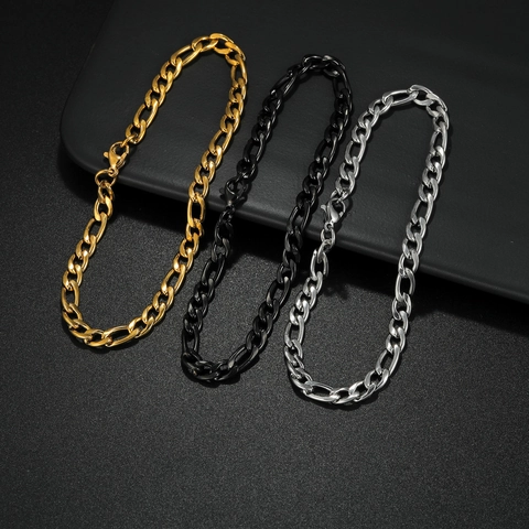 Minimalistisches Figaro Kette Armband Edelstahl Hip Hop Gliederkette Für Herren Damen Trendiger Punk Handschmuck Zubehör