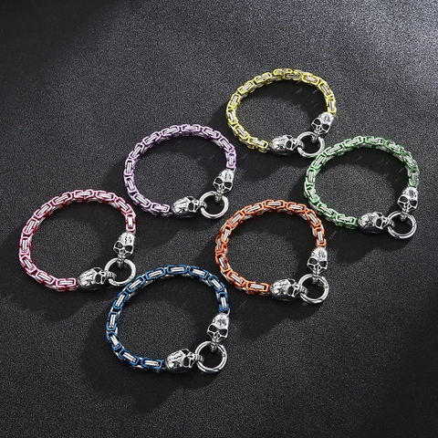 Heren Roestvrij Staal Armband Punk Rock Schedel Byzantijnse Ketting Sieraden Gothic Biker Stijl Voor Man