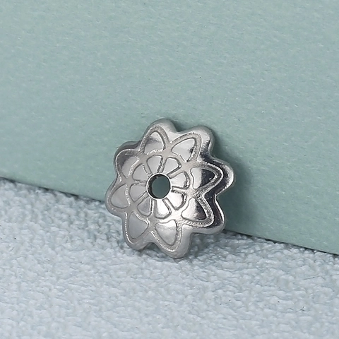 Flower Bead Caps Stainless Steel Hollow Filigree Petal Jewelry Findings For DIY Earring Bracelet Making Silver Color
