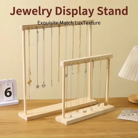 Présentoir À Bijoux En Bois Pour Colliers Crochets Métalliques Organisateur De Bureau Pour Pendentifs Bracelets Minimaliste