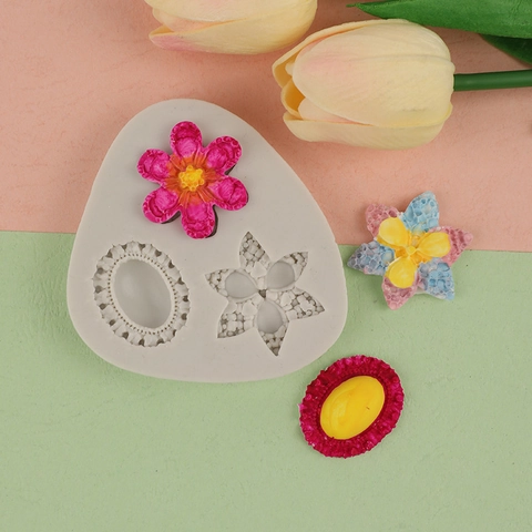 Flower Star Oval Shape Silicone Mold For Cake Decorating Fondant Chocolate Jelly Baking DIY Handmade Clay Decorative
