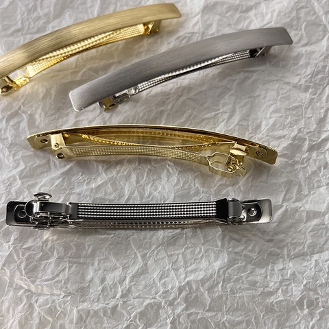 Minimalistische Grote Geborstelde Metalen Haarspeld Veer Haarklem Voor Dames Legering Geometrisch Mat Accessoire