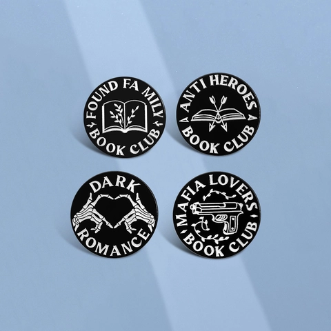 Circular Enamel Pin Badge Literary Book Club Dark Romance Skeleton Hand Zinc Alloy Metal Brooch Accessory For Backpack Hat