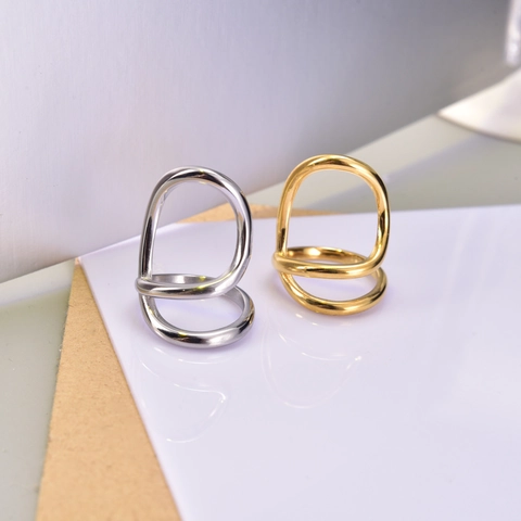 Minimalistisch Unregelmäßig Verdrehte Linie Offener Ring Für Damen Titanstahl 18K Gold Silber Plattiert Ins Stil Trendiger Fingerring Schmuck Geschenk