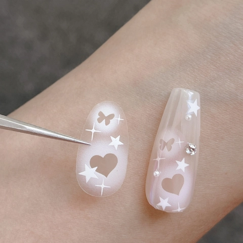 Nail Art Stickers Ultra Thin Flexible Butterfly Heart Star Starburst Adhesive Decals For Manicure Decoration