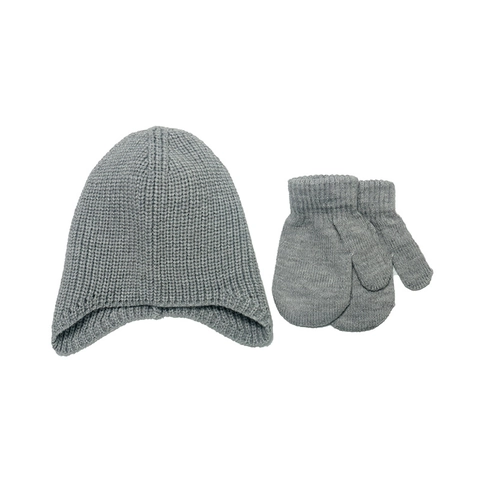 Cappello In Maglia Con Paraorecchie Per Bambini E Muffole Acrilico Caldo Colore Solido Esterno Neonati Accessorio