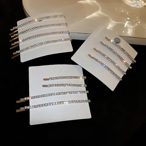 Forcine Con Strass Scintillanti Fermagli Per Capelli In Lega D'Argento Stile Coreano Minimalista Accessori Per Capelli Da Donna