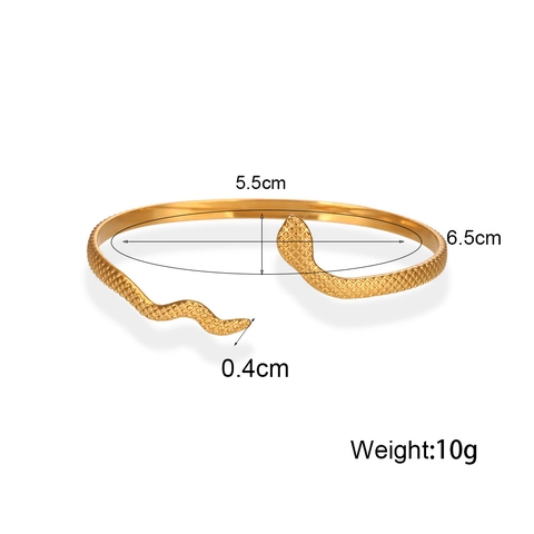 Mode Edelstahl Schlange Offener Armreif Für Damen Vergoldet Schuppentextur Tier Verstellbarer Manschette Armband Schmuck Geschenk
