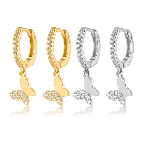 925 Sterlingsilber Schmetterling Huggie Hoop Ohrringe Mit Zirkonia Für Damen Süßer Eleganter Modeschmuck Accessoire Geschenk