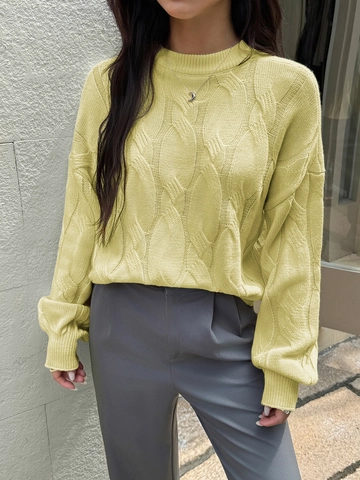 Dames Kabelgebreide Trui Acryl Lange Mouwen Ronde Hals Losse Casual Pullover Zacht Warm Vintage Stijl