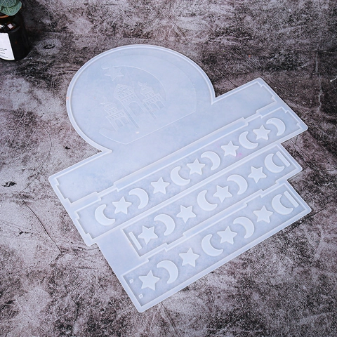 Traumschloss Aufbewahrungsbox Silikonform DIY Epoxidharz Gusswerkzeug Eid Mubarak Ramadan Mond Stern Moschee Handwerk