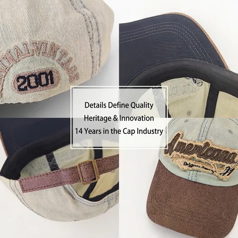 Gorra de Béisbol de Mezclilla Lavada Vintage Ajustable Bordada Protección Solar Gorro con Visera Accesorio de Deporte Exterior