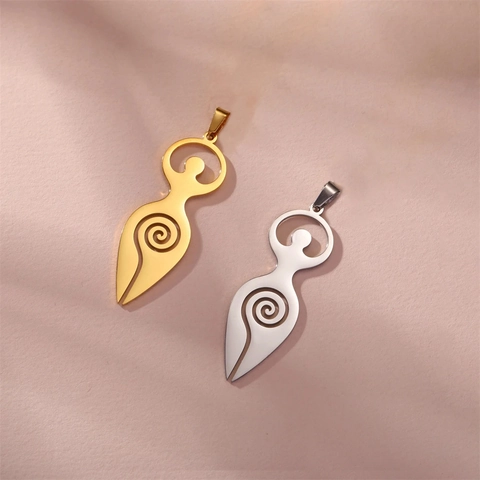 Spiral Goddess Pendant Charms Stainless Steel Mother Earth Abstract Female For DIY Jewelry Making Necklaces Boho Spiritual