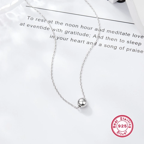 Collana Minimalista in Argento Sterling 925 con Perle Rotonde per Donna Catena a Clavicola Regolabile Ciondolo a Sfera Geometrica Gioielli di Moda Accessorio Quotidiano