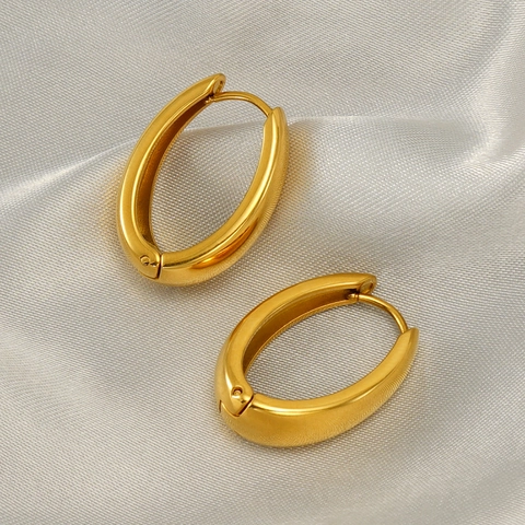 Dikke Ovalen Creolen 18K Verguld Roestvrij Staal Minimalistische Geometrische Mode-Sieraden Voor Vrouwen