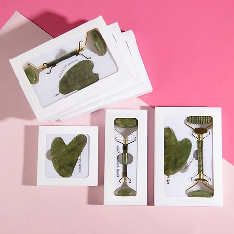 Rullo Facciale In Giada Xiu Naturale Strumento Gua Sha Anti Invecchiamento Massaggiatore Cura Della Pelle Viso Collo Regalo Bellezza Ringiovanente