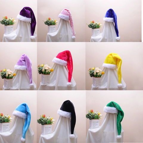 Plush Christmas Hat Soft Colorful Holiday Party Santa Hats For Adults Kids Festival Decoration Festive Accessories