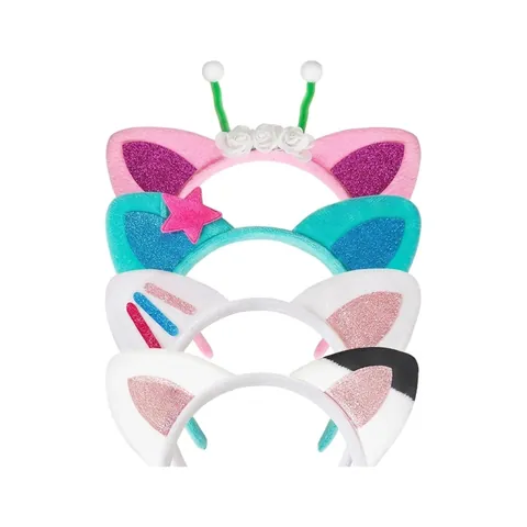 Cat Ear Headband Hair Clip Sequin Plush Glitter Cute Costume Accessory For Halloween Birthday Cosplay Party