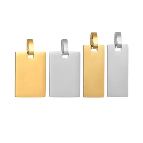 Colgante Rectangular Geométrico Minimalista Acero Inoxidable Pulido Placa En Blanco Accesorio Joyería Moda
