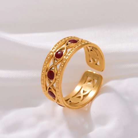 Anelli Retrò In Acciaio Inossidabile Placcati Oro Traforati Per Donna Anello Aperto Regolabile Gioielli In Smalto