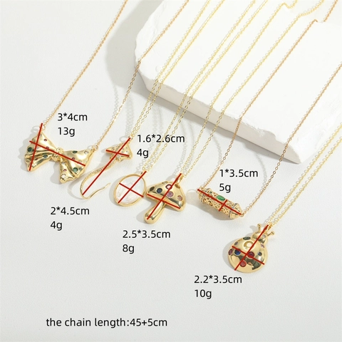 Collier Pendentif En Cuivre Plaqué Or Vintage Zircon Coloré Champignon Coccinelle Nœud Bijoux Esthétiques Femmes
