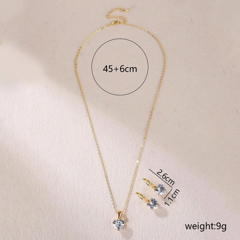 Harthanger Ketting En Oorbellen Roestvrij Staal Verguld Wit Roze Zirkon Elegante Mode Dames Sieraden
