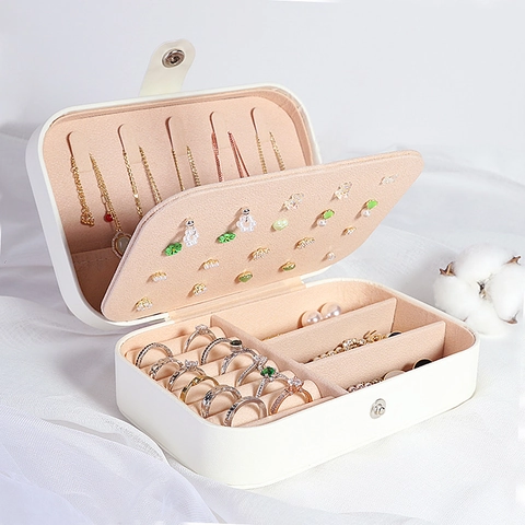 PU Leather Portable Jewelry Box Storage Organizer For Earrings Rings Necklaces Travel Case Elegant Waterproof Display