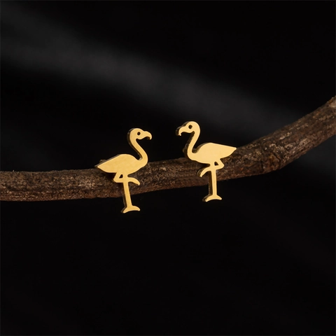 Orecchini A Lobo A Fenicottero In Acciaio Inossidabile Gioielli Minimalisti A Forma Di Animale Per Donna Accessori