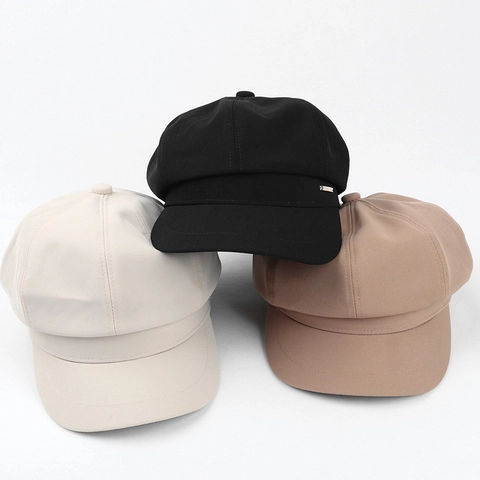 Women Vintage Octagonal Painter Hat Retro Solid Color Newsboy Cap Artistic Polyester Cotton Headwear Fashion Accessory For Travel Daily