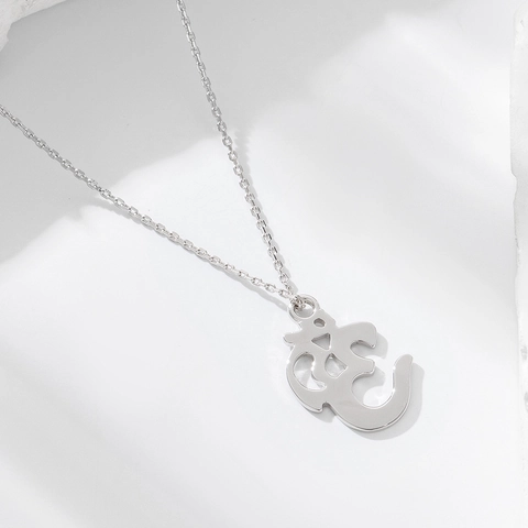 Collar Con Colgante De Símbolo Om De Plata De Ley 925 Joyería Espiritual De Yoga Hueca Minimalista Para Mujer