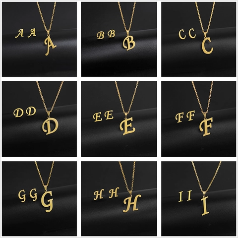 Minimalist 304 Stainless Steel Initial Letter Necklace And Stud Earrings Alphabet Gold Jewelry For Women Girls Elegant Accessory