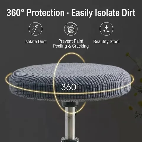 Elastic Round Stool Cover Waffle Jacquard Slipcover Polyester Fabric Washable Dustproof Bar Stool Protector For Home Office