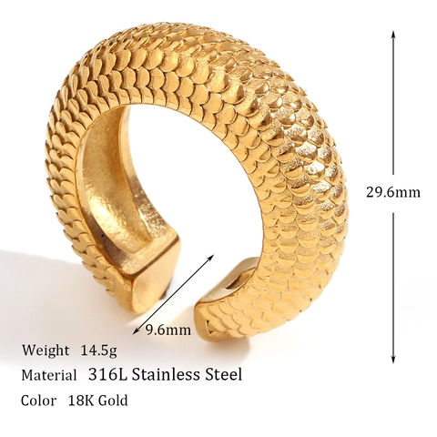 Minimalist Stainless Steel C Shaped Ear Cuff Earrings Fish Scale Pattern Gold Silver 18K Plated Geometric Jewelry For Women