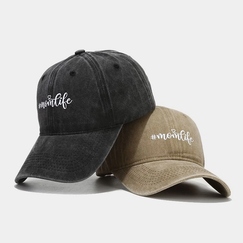 Gorra De Béisbol De Algodón Lavado Retro Distressed Con Bordado Momlife Sombrero De Sol Ajustable Mujeres
