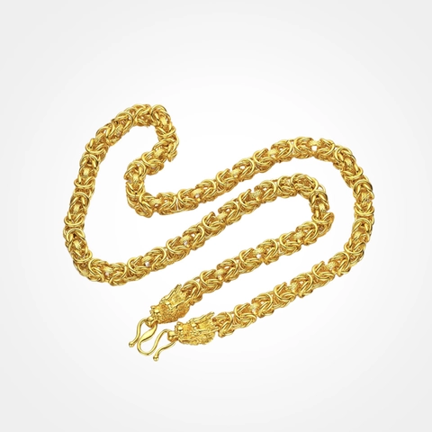 Collar De Cadena Bizantina De Plata De Ley 925 Bañado En Oro Con Cierre De Doble Cabeza De Dragón Joyería Retro Hip Hop Dominante
