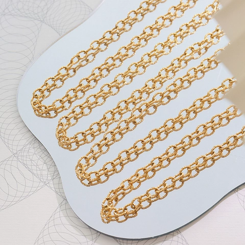 Chunky Chain Necklace And Bracelet 18K Gold Plated Titanium Steel Textured O-Chain Ins Style For Women Elegant