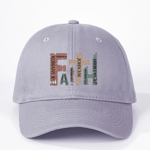 Faith Bible Verse Print Baseball Cap Polyester Cotton Twill Adjustable Sun Protection Religious Vintage Outdoor Hat Unisex
