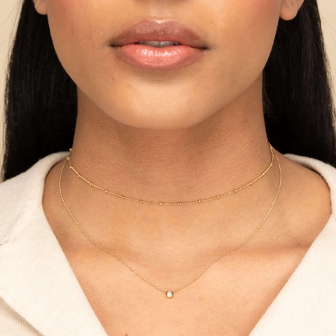 Minimalist Pendant Necklace 18K Gold Plated Stainless Steel Round Inlaid Cubic Zirconia Waterproof Clavicle Chain For Women