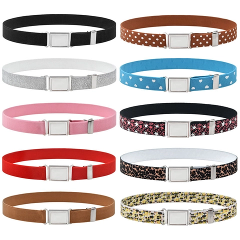 Kids Elastic Belt Stretchy Adjustable Waistband With Magnetic Metal Buckle For Boys Girls Decorative Casual Accessory